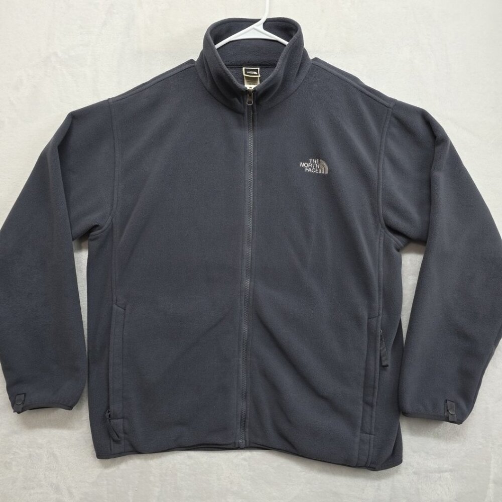 The North Face Fleece Full Zip Mock Neck Jacket Gray Mens XL Outdoor Activewear